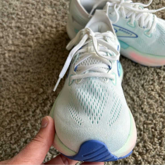 Brooks Glycerin GTS 22 Womens 8.5 B Running Shoes White/LimpetShell/Blue Sneaker - Picture 7 of 16